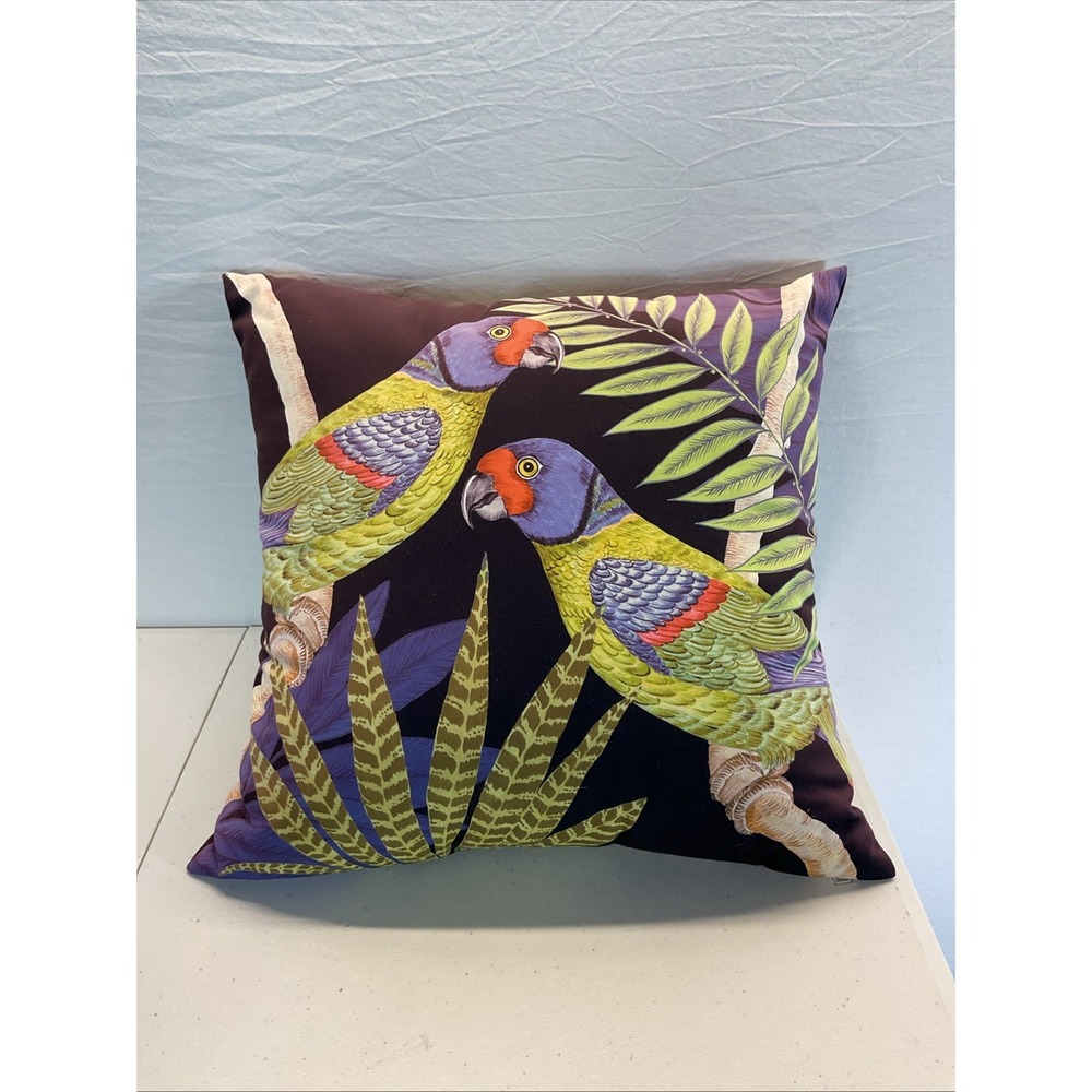 Williams Sonoma Home 22" x 22" Printed Exotic Animal‎ Parrots Birds Throw Pillow
